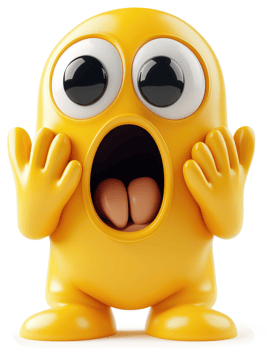 Wide-eyed, yellow creature expresses astonishment. png