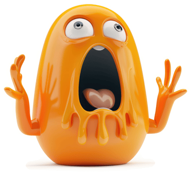 A terrified, orange, cartoonish blob. png