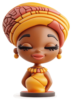 A stylized depiction of an african woman in traditional attire. png
