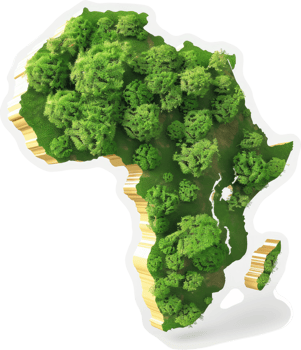 African continent depicted with lush green vegetation. png