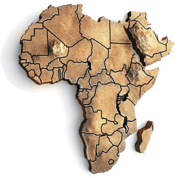 Detailed relief map of the continent of Africa. png