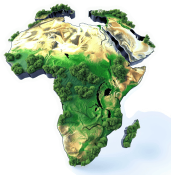 Detailed topographic map of Africa highlighting vegetation. png