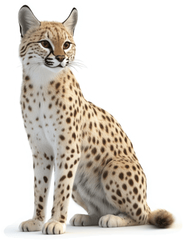 Caracal, a spotted feline, alert and poised. png