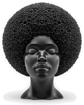 Polished black sculpture of a woman with an afro. png