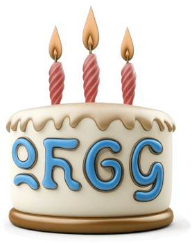 Birthday cake with initials and candles. png