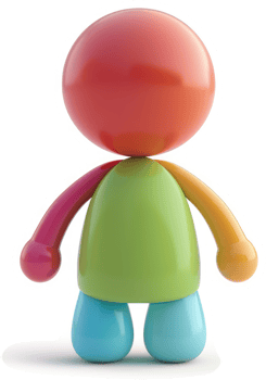 Colorful, simple, cartoon character, depicted from the back. png