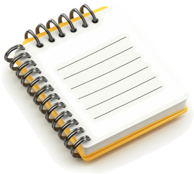 Empty, yellow spiral-bound notepad on a white background. png