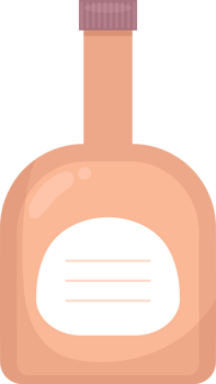 Peach-colored bottle with a cap and a label ready to be filled with a creative drink or potion. png
