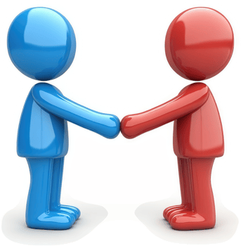Two figures shaking hands in agreement. png