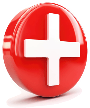 Circular red button displaying a white plus sign. png
