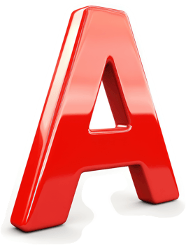 Bold, glossy red capital letter A against a black and pink background. png