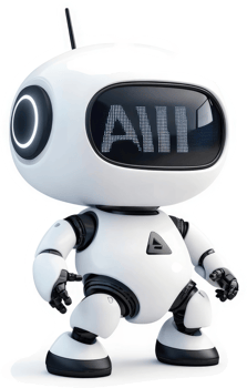 Cute white robot displays the word all png