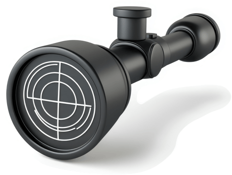 Black telescopic sight with aiming reticle. png
