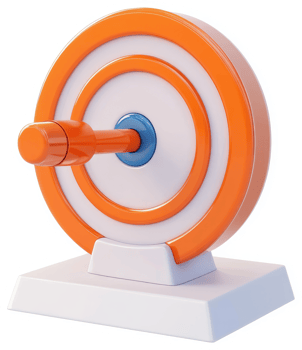 Orange and white target with a central arrow. png