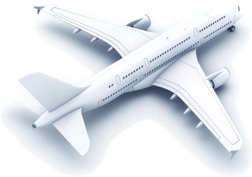 Monochromatic illustration of a large commercial jet. png