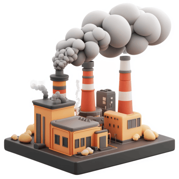 Industrial facility emitting smoke and pollution. png