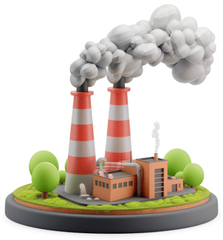 Industrial plant emitting smoke into the atmosphere. png