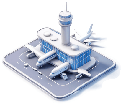 Modern airport terminal with planes parked. png