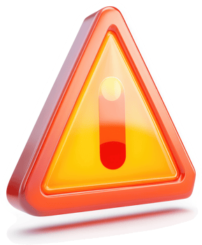 3d rendered caution sign with exclamation mark. png