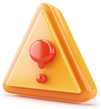 A three-dimensional, cautionary triangle with a question mark. png
