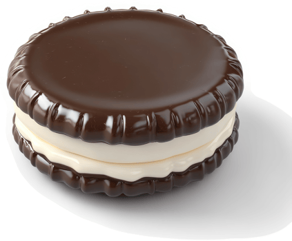 Delicious chocolate sandwich cookie with creamy filling. png