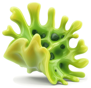 Abstract, flowing, lime-green, organic shape. png