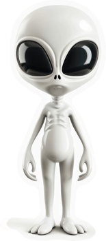 Gray alien figure stands poised. png