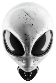 Gray alien head, a close-up image. png
