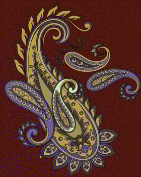 a paisley design with a purple background vector