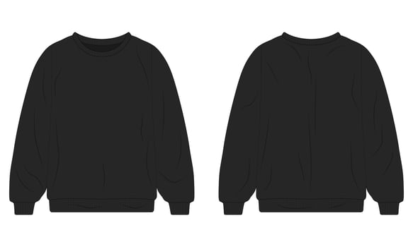 Black Sweatshirt Front and Back View vector