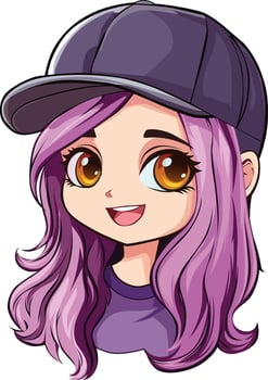 girl cartoon characters cute purple hair vector