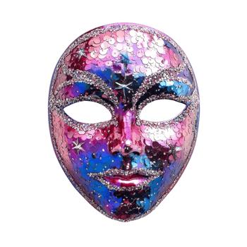 3D festive carnival face mask designed with sequins detail Isolated on transparent Background png