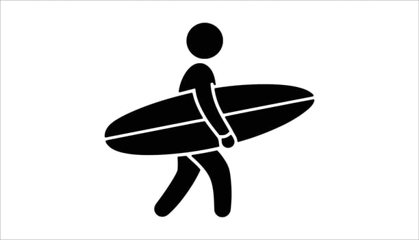 Surfer Carrying Surfboard Icon Beach Sports Silhouette vector