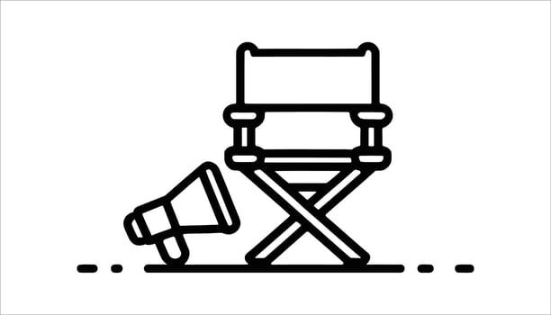 Director Chair and Megaphone Icon Film Production Line Illustration vector
