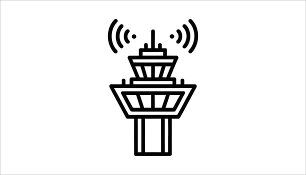 Air Traffic Control Tower Icon Airport Signal Communication vector