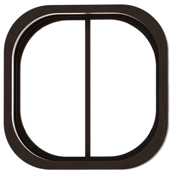 3d render rounded double window frame with transparent background png