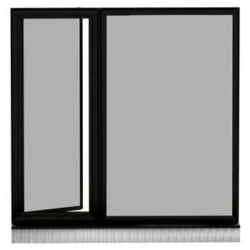 Render modern sliding window black frame with transparent background png