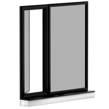 3d render modern sliding window black frame with transparent background png
