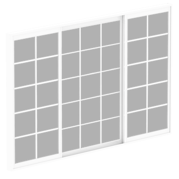 3d render white sliding grid window with transparent background png