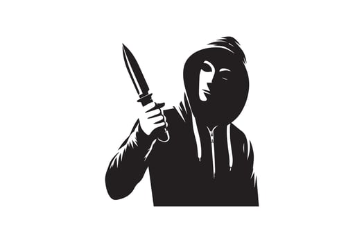 A man in a hoodie holding a knife vector