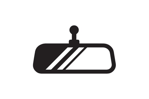 Car rear view mirror icon, black and white illustration vector