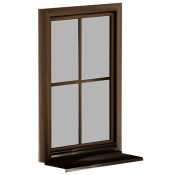 3d render wooden window vertical grid with transparent background png