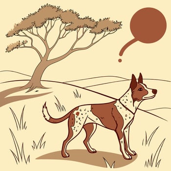 Spotted Dog in Landscape, Cartoon Style vector