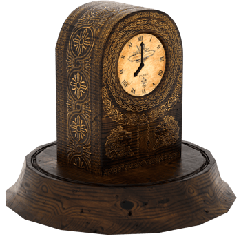 Render antique wooden clock with transparent background png