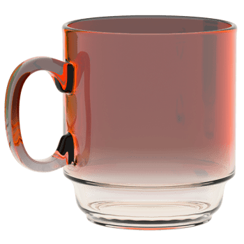 3d render red transparent glass mug with transparent background png