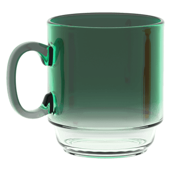 3d render green transparent glass mug with transparent background png