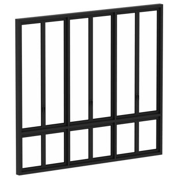 3d render folding glass wall system black frame with transparent background png