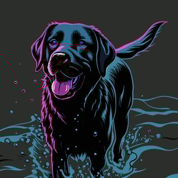 Neon Labrador Retriever in Water vector