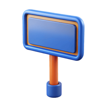 Realistic Signboard with Orange and Blue Accents on Transparent Background png