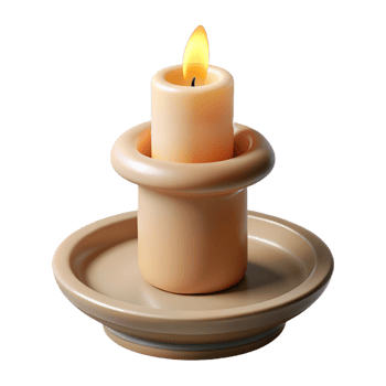 Candle flame on holder against transparent backdrop casting a gentle light png